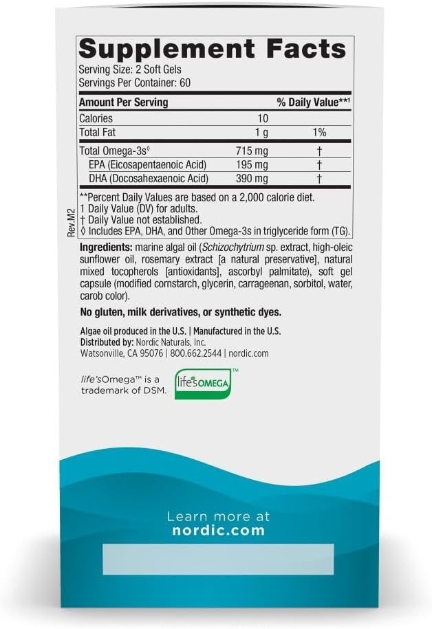代購 Nordic Naturals, Algae Omega, 120 Soft Gels (357.5 mg per Softgel)