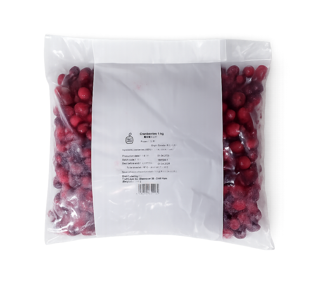 比利時 (Fruit Layer) IQF 小紅莓/蔓越莓 1公斤/包 (-18°C)