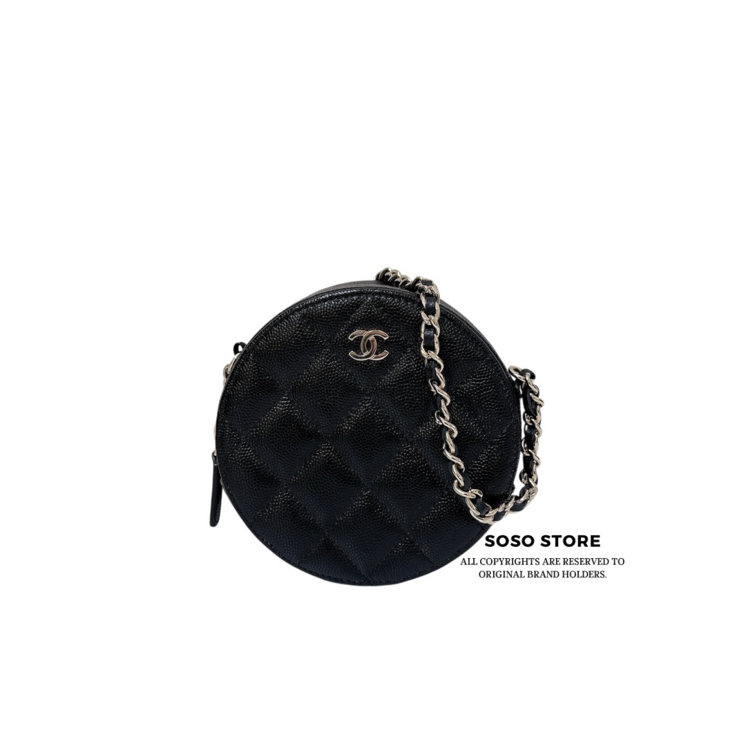 Chanel Classic Round Clutch with Chain - Black / SHW