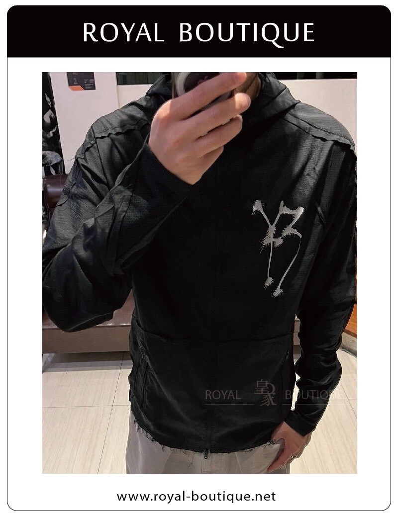 Y-3 左胸塗鴉英字LOGO機能防風薄夾克連帽外套