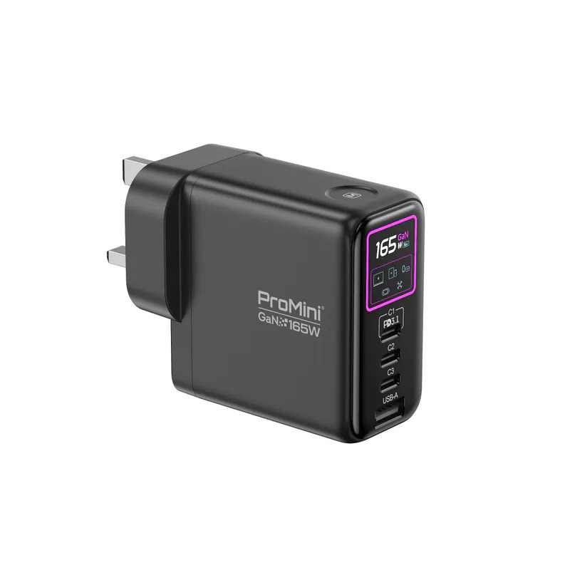 Magic‑Pro ProMini GF165P Ultra UI｜PD3.1 GaN 165W｜摺疊三腳｜筆電＋手機全能快充