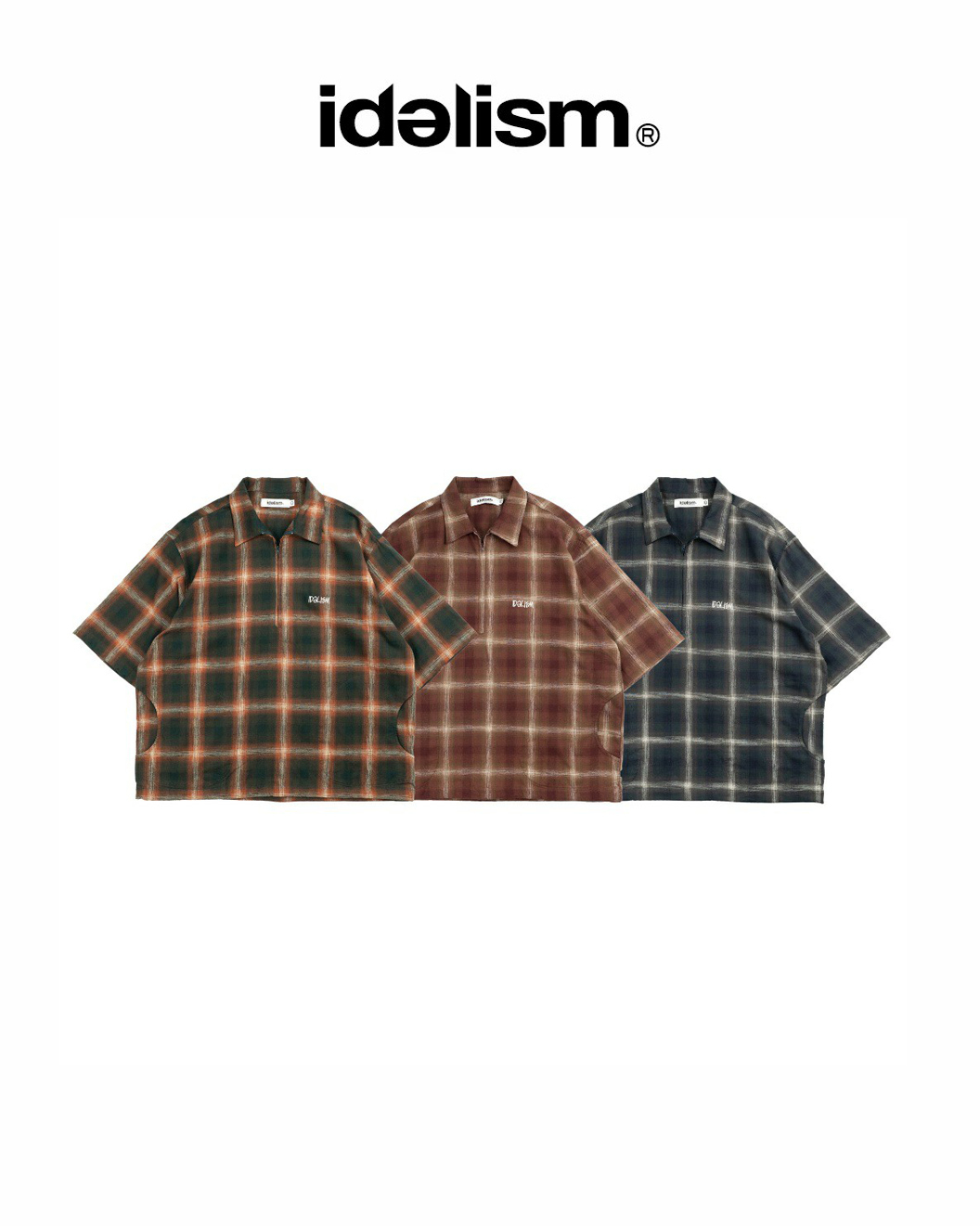 idealism 格紋 短袖 POLO｜Check Zip Polo（26SS）