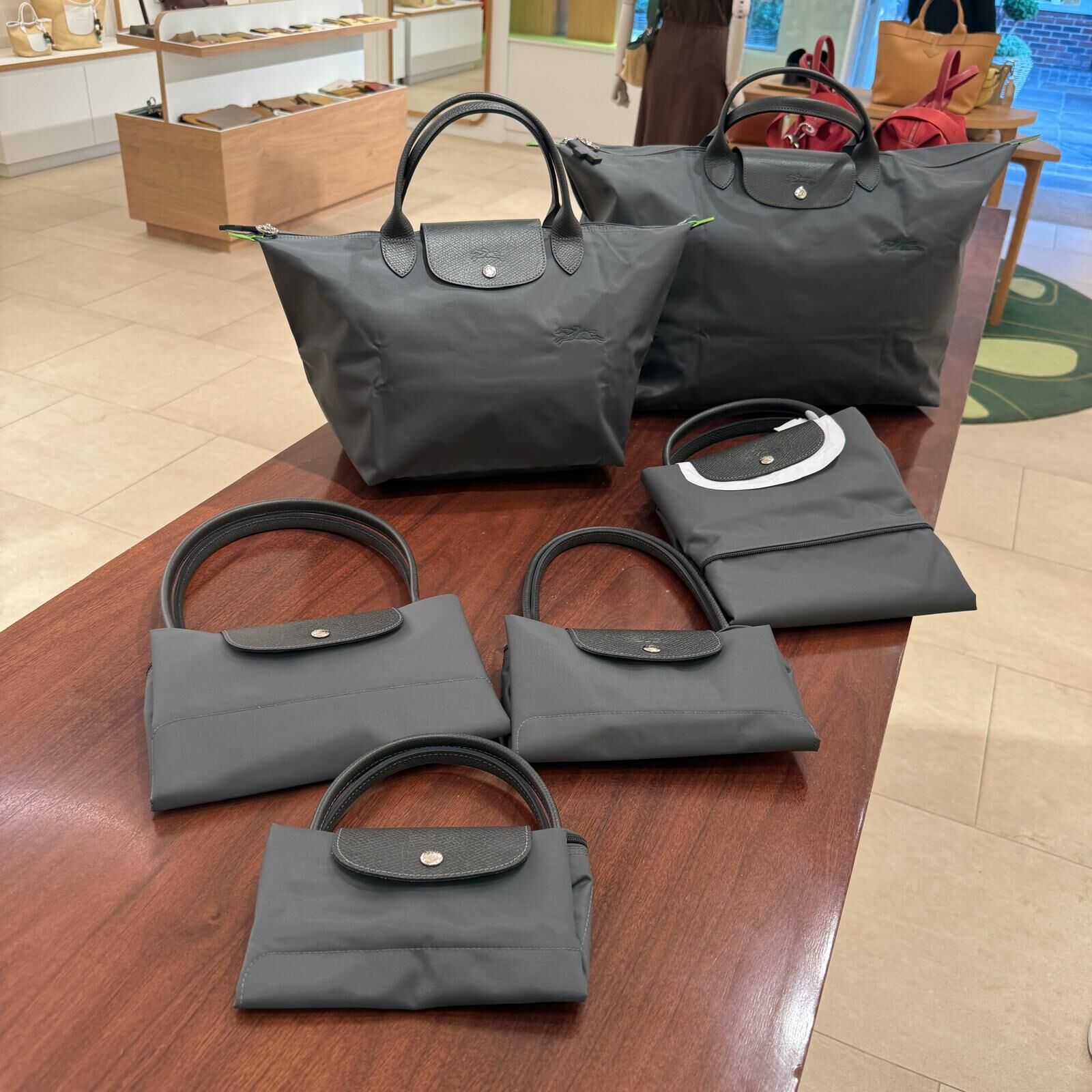 Longchamp graphite grey bags