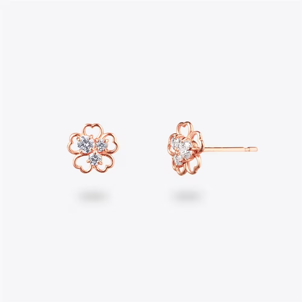CANAL 4℃ - K10 Pink Gold Earrings K10 玫瑰金耳環(花花造型款)