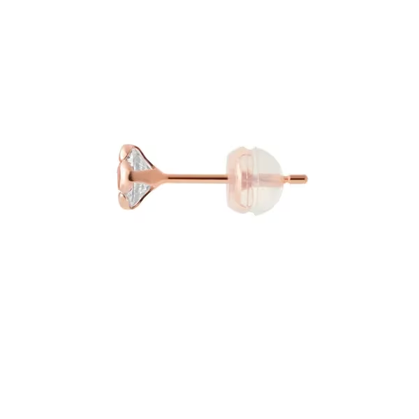 4℃ - K10 Pink Gold Earrings  K10 玫瑰金耳環（單鑽花朵石款）