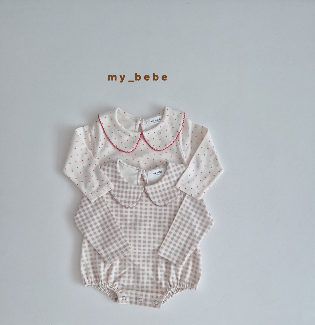 正韓秋MYBEBE 嫩嬰愛心格紋包屁衣