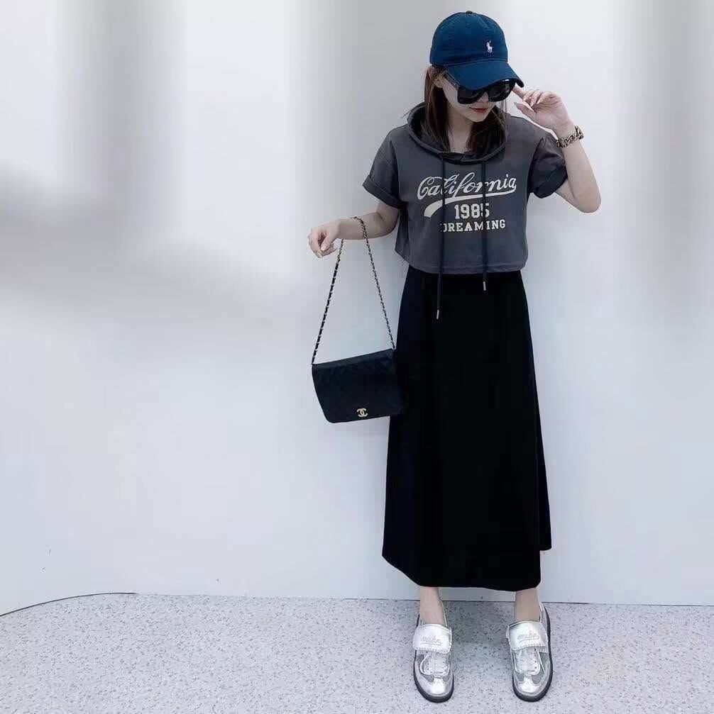 【帥氣又顯瘦的帽tee+長洋套裝組】（現貨）