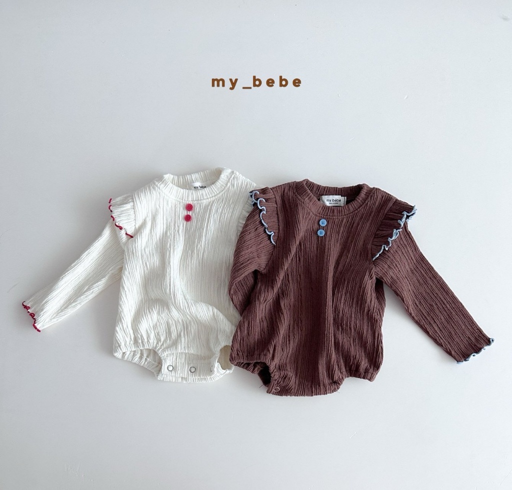 正韓秋MYBEBE 嫩嬰飛袖鈕扣包屁衣