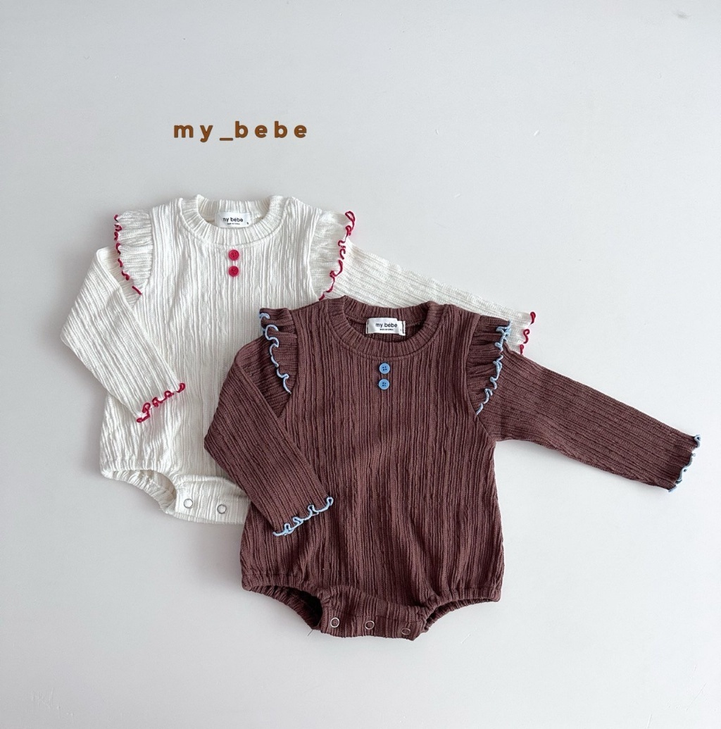 正韓秋MYBEBE 嫩嬰飛袖鈕扣包屁衣