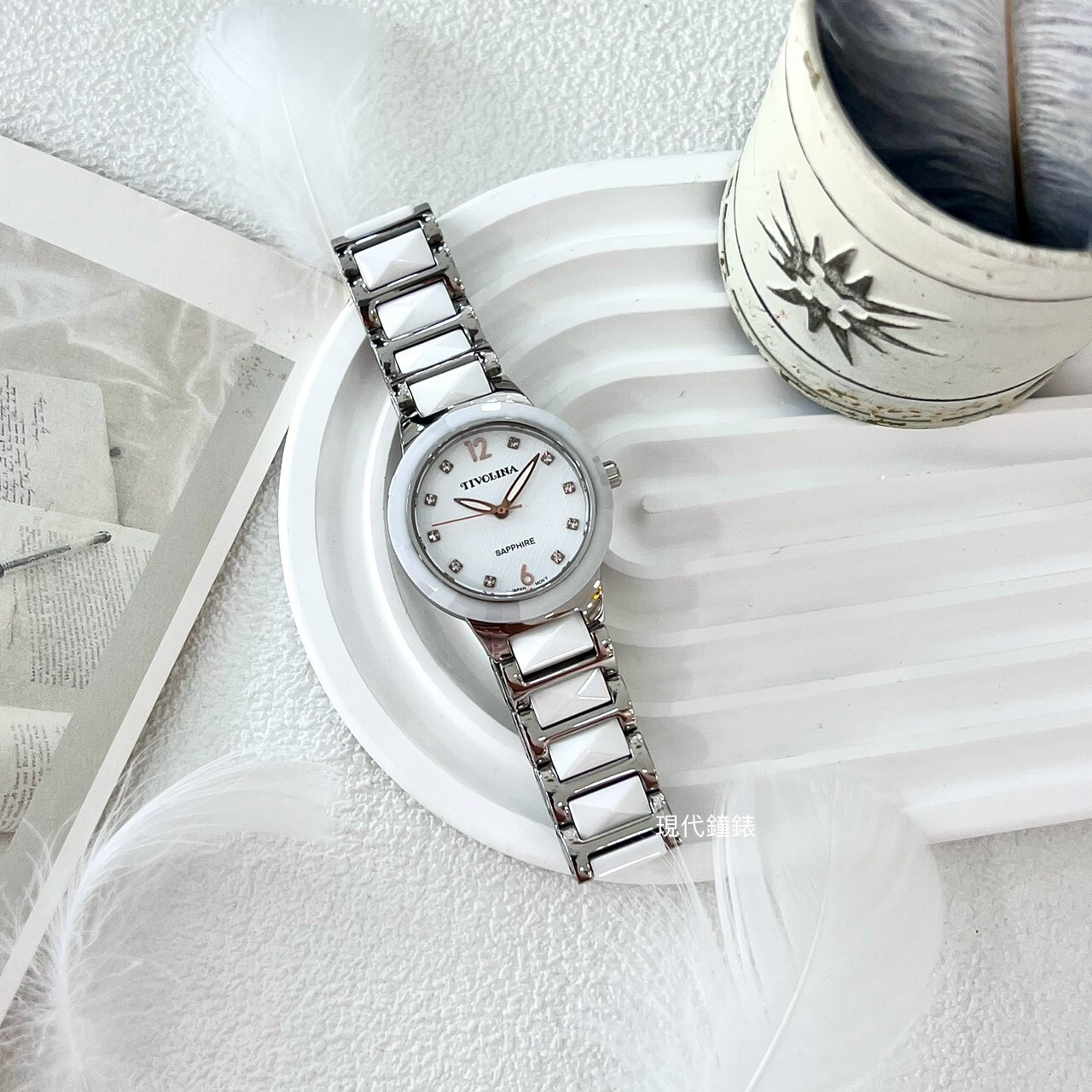 【TIVOLINA】甜心格紋陶瓷腕錶 BAW3723-W 32mm 現代鐘錶