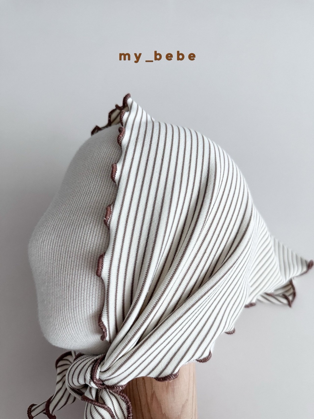 正韓秋Mybebe 巧克力點點條紋頭巾