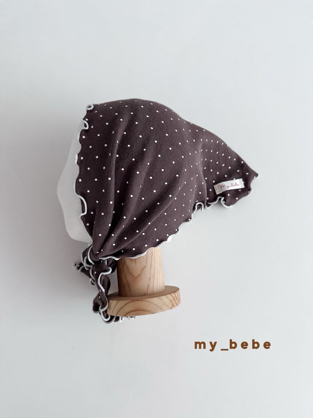 正韓秋Mybebe 巧克力點點條紋頭巾