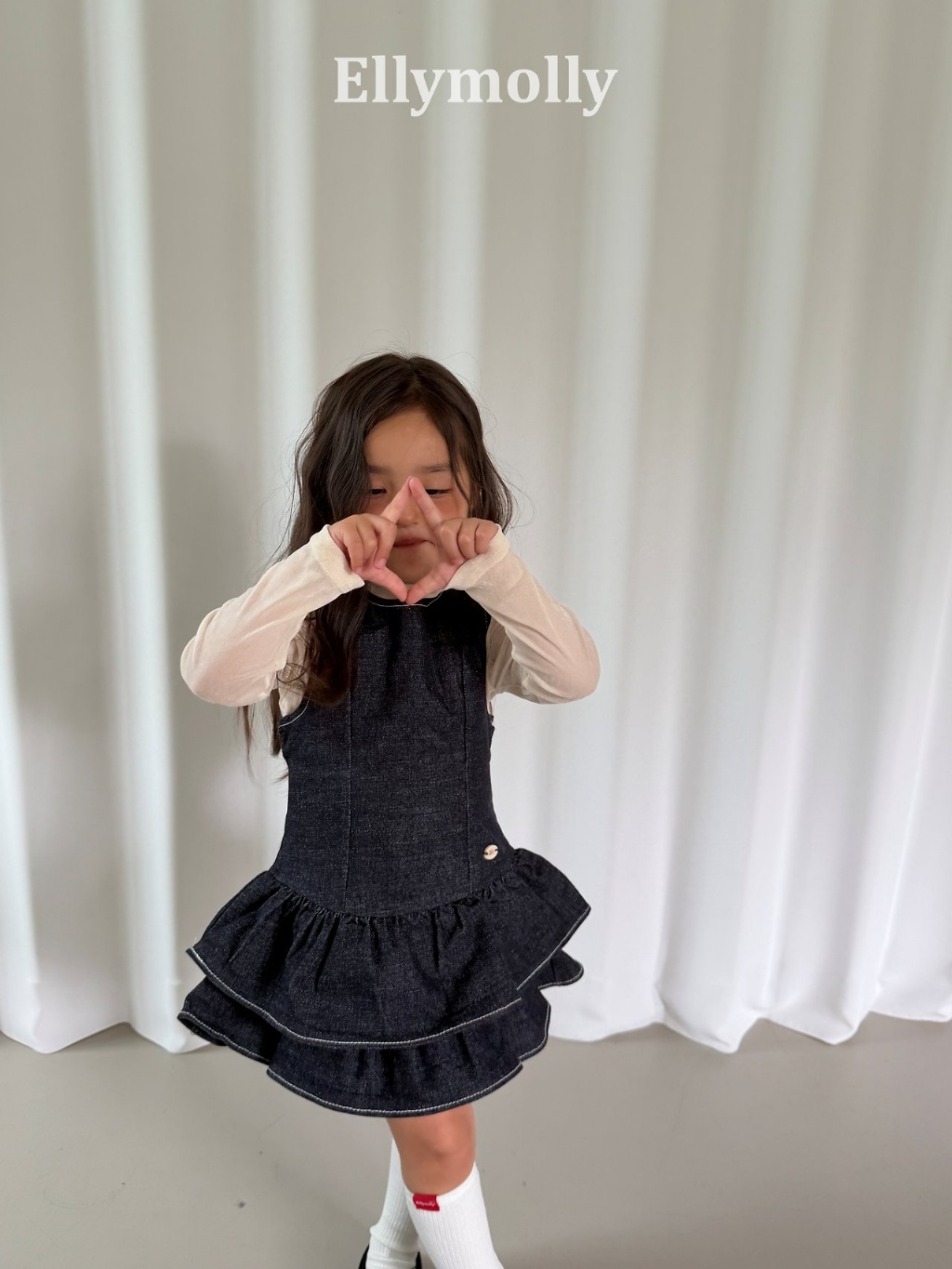 正韓秋EllyMolly 深藍牛仔背心裙