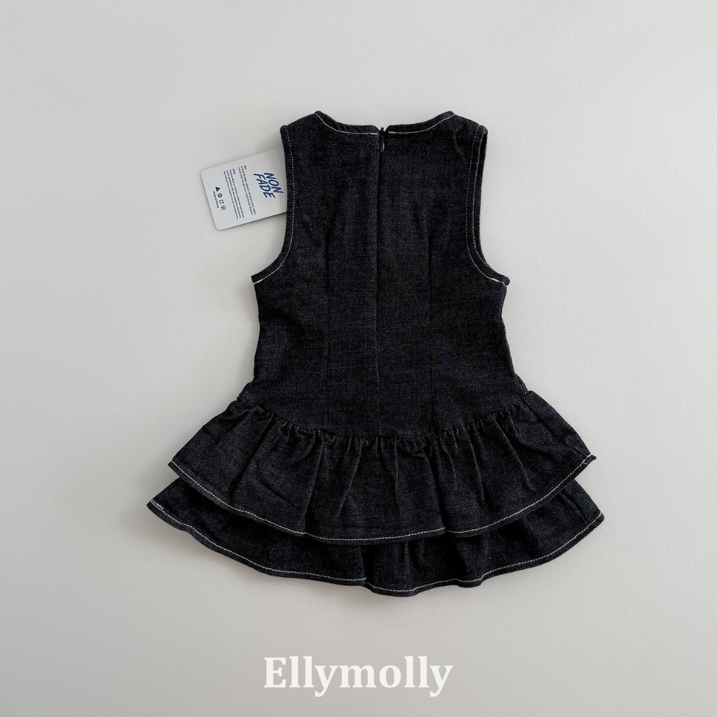 正韓秋EllyMolly 深藍牛仔背心裙