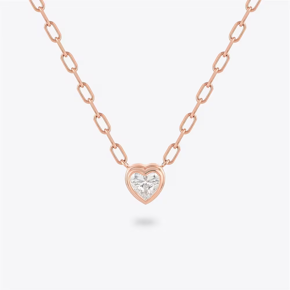 CANAL 4℃ - Silver necklace 純銀項鍊（玫瑰金愛心鑲嵌款）