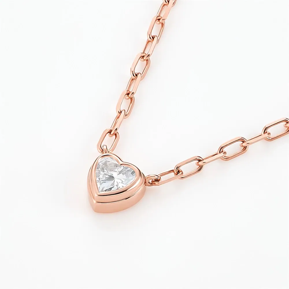 CANAL 4℃ - Silver necklace 純銀項鍊（玫瑰金愛心鑲嵌款）