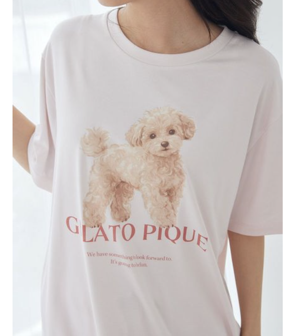 [預購]gelato pique ONLINE限定 接觸涼感  散步狗狗 T恤＆短褲組合