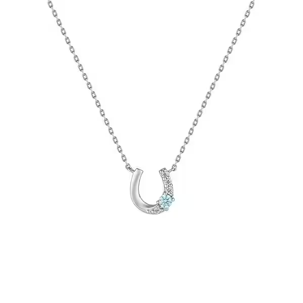 CANAL 4℃ - K10 White Gold Necklace K10 白金項鍊（馬蹄幸運藍石款）