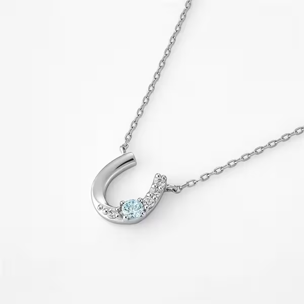 CANAL 4℃ - K10 White Gold Necklace K10 白金項鍊（馬蹄幸運藍石款）