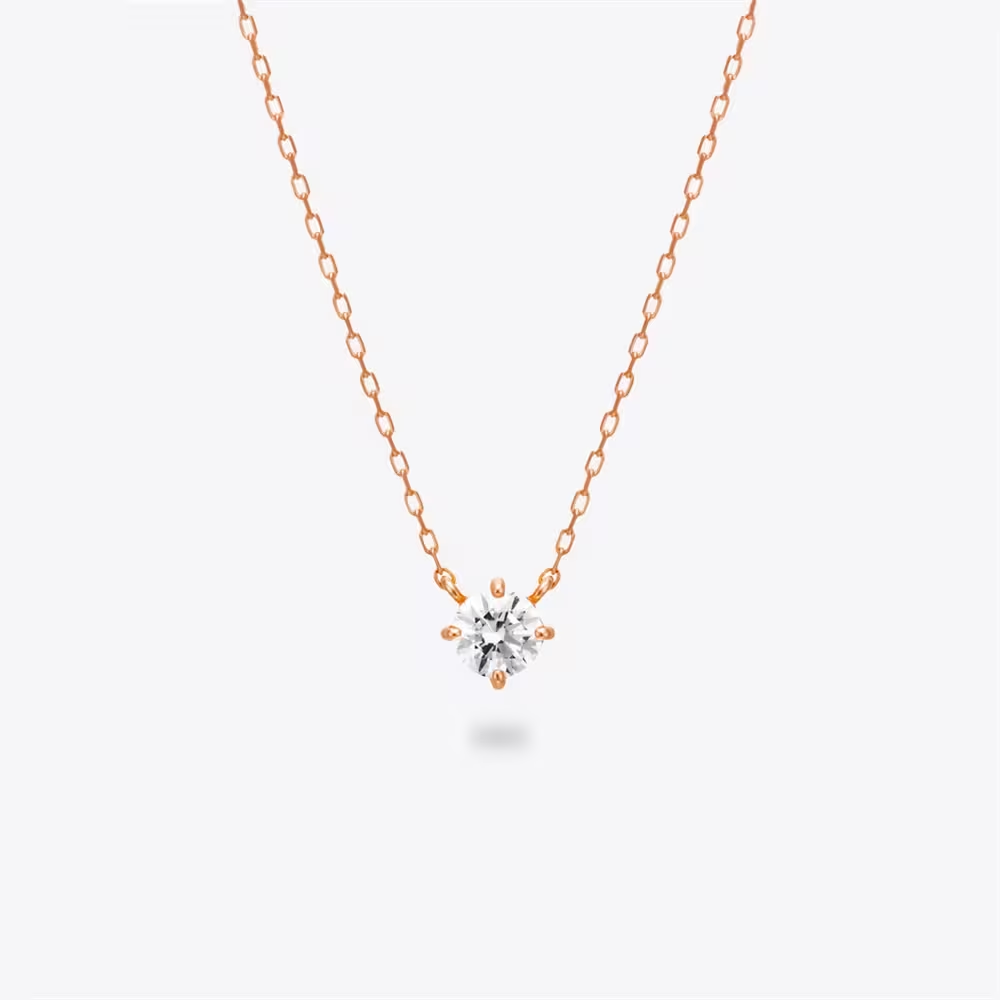 CANAL 4℃ - K10 Pink Gold Necklace K10 玫瑰金項鍊（經典四爪單鑽款）