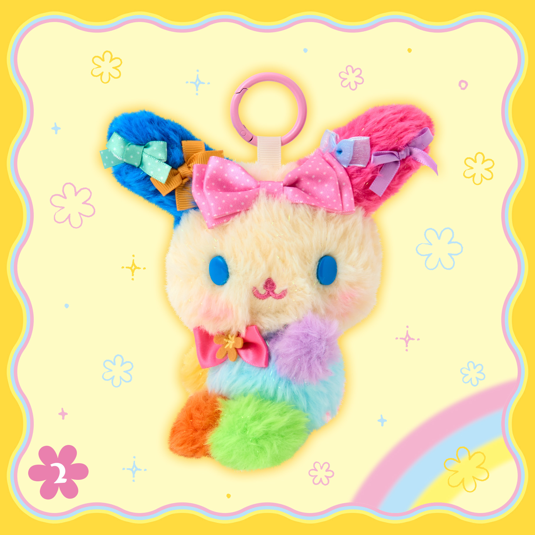 日本 Sanrio Usahana 彩虹兔 生日 繽紛緞帶系列 公仔匙扣