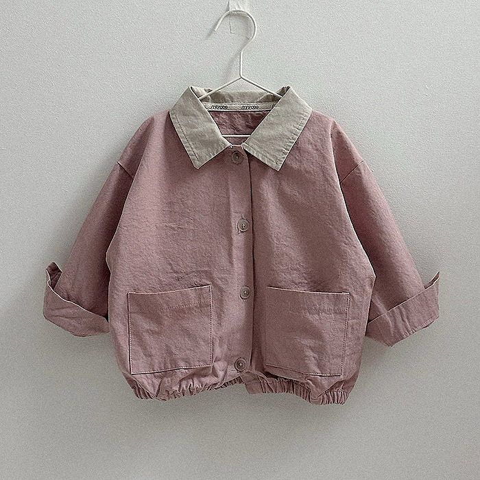 正韓秋minirobe 兩色帥氣撞色翻領夾克外套