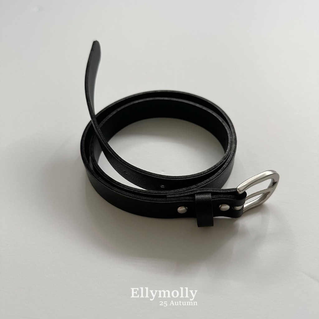正韓秋Ellymolly 經典純黑皮帶
