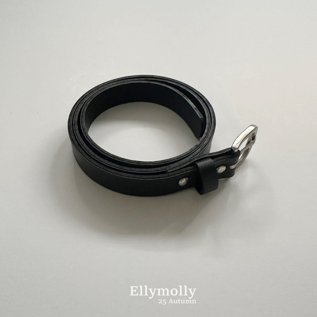 正韓秋Ellymolly 經典純黑皮帶