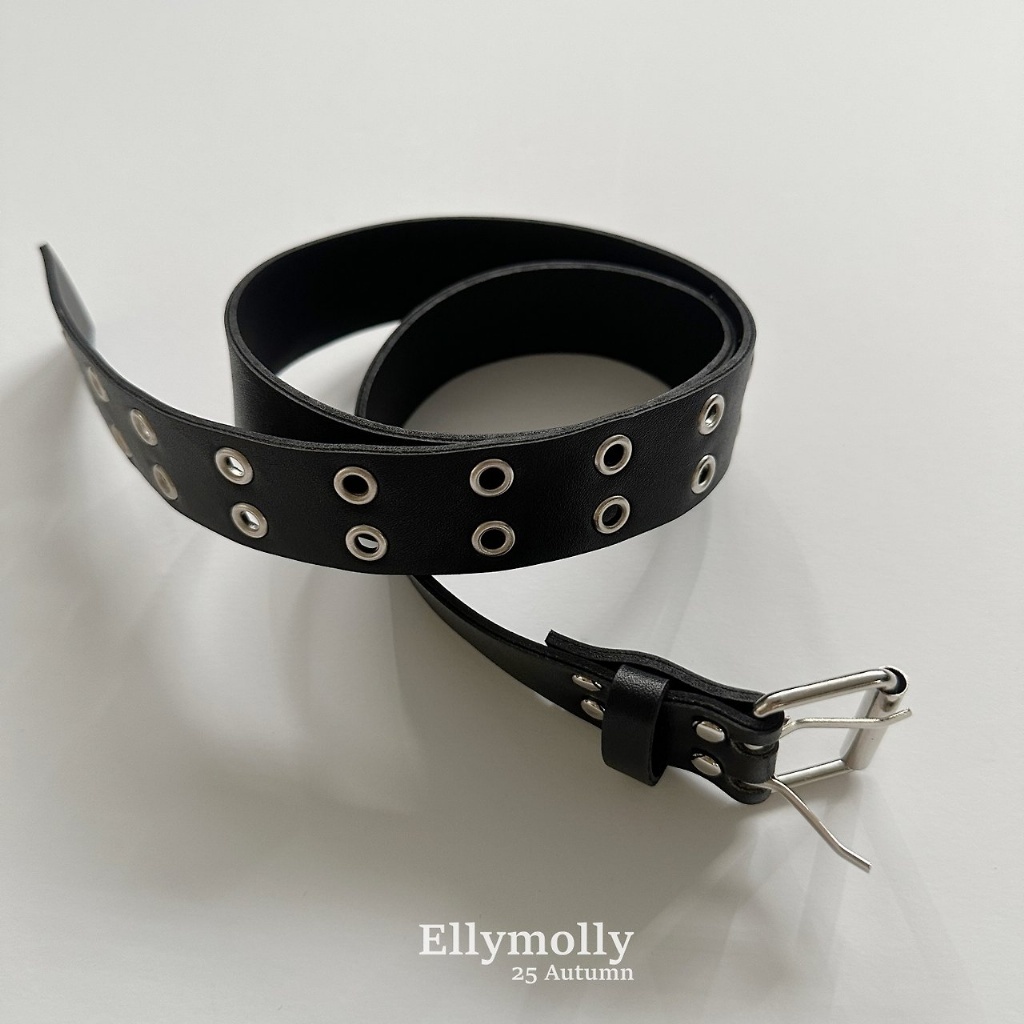 正韓秋Ellymolly 黑色雙洞皮帶
