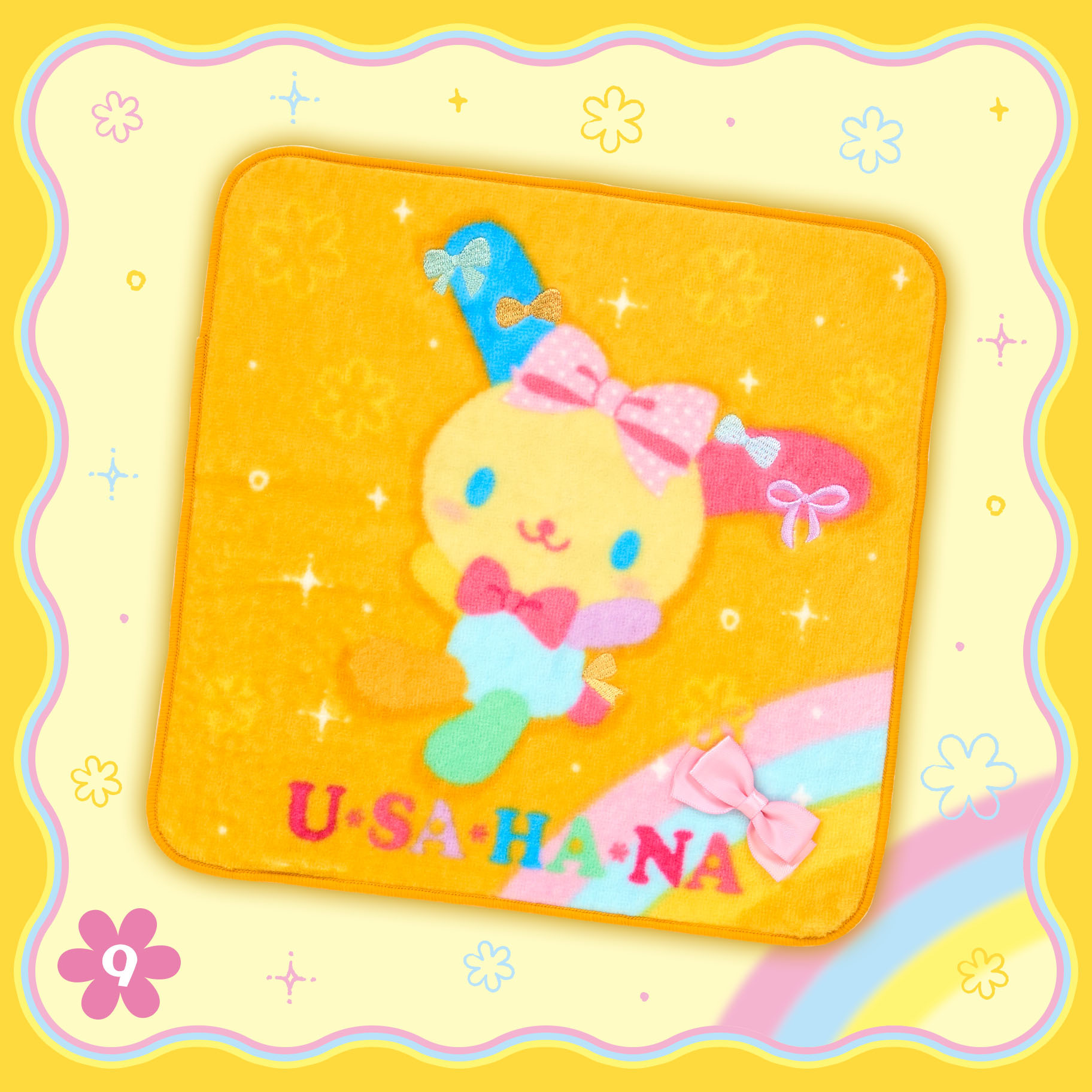 日本 Sanrio Usahana 彩虹兔 生日 繽紛緞帶系列 方巾