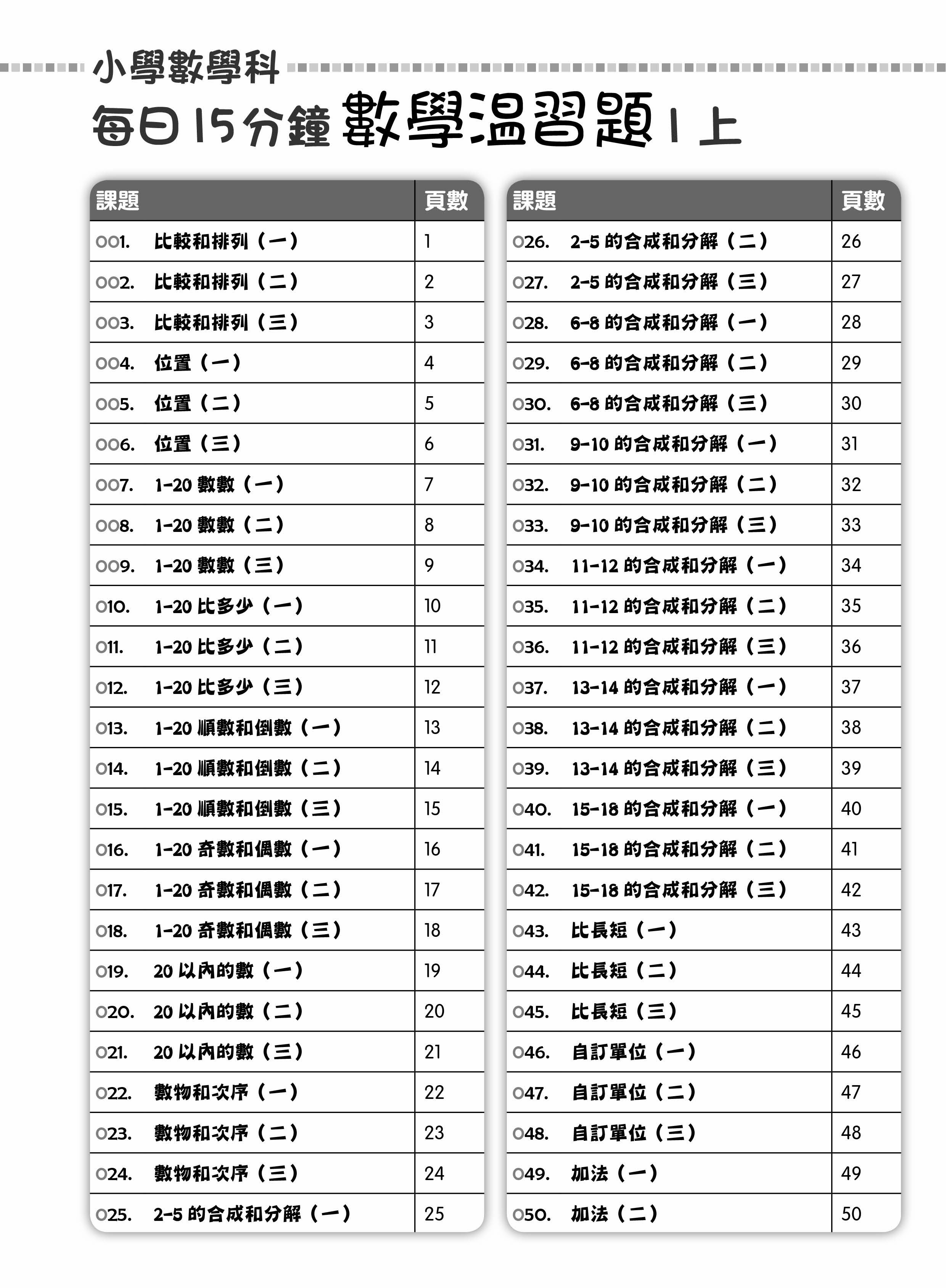 【多買多折】每日15分鐘數學温習題 (新課程版) 1上