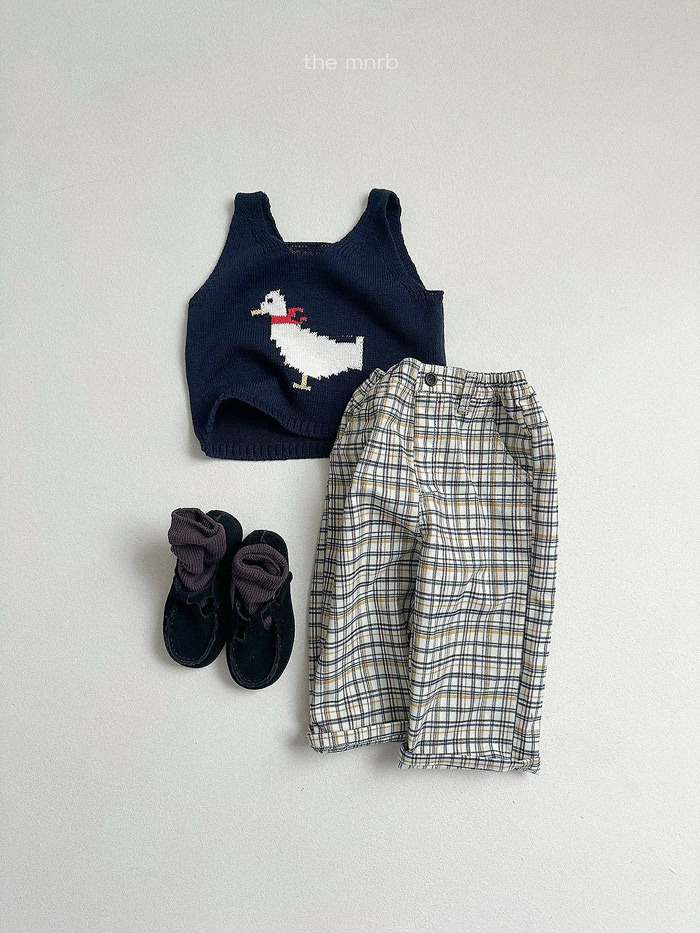正韓秋minirobe 日系簡單格紋直筒褲