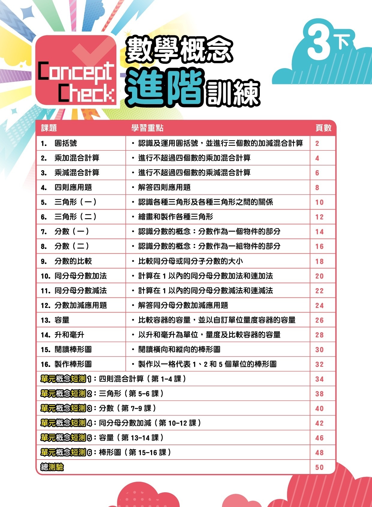 【$99/2本】Concept Check 數學概念進階訓練 (新課程版) 3下