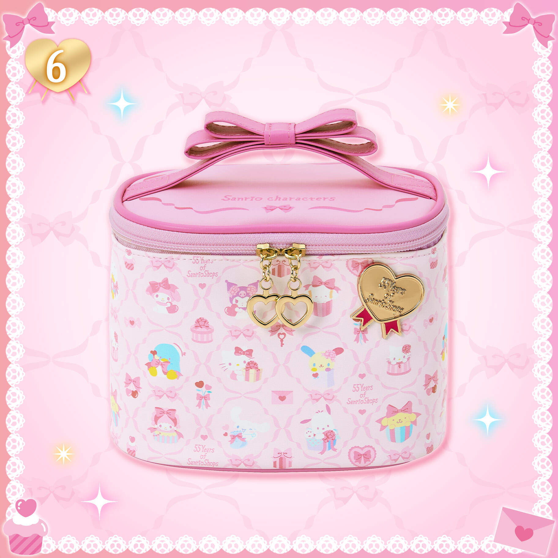 日本 Sanrio Shop 55周年 禮物主題花紙設計系列 手提化妝袋