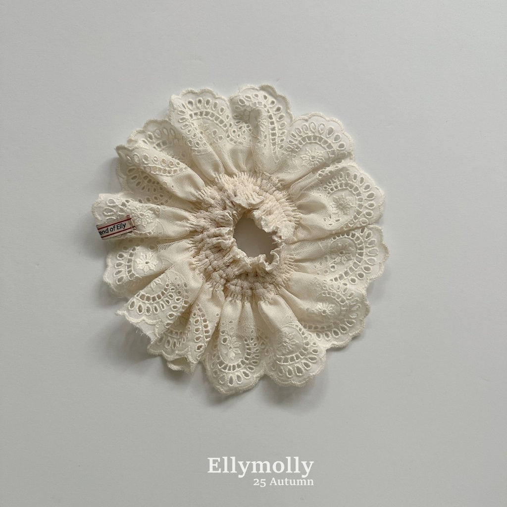 正韓秋Ellymolly 奶油格紋髮圈