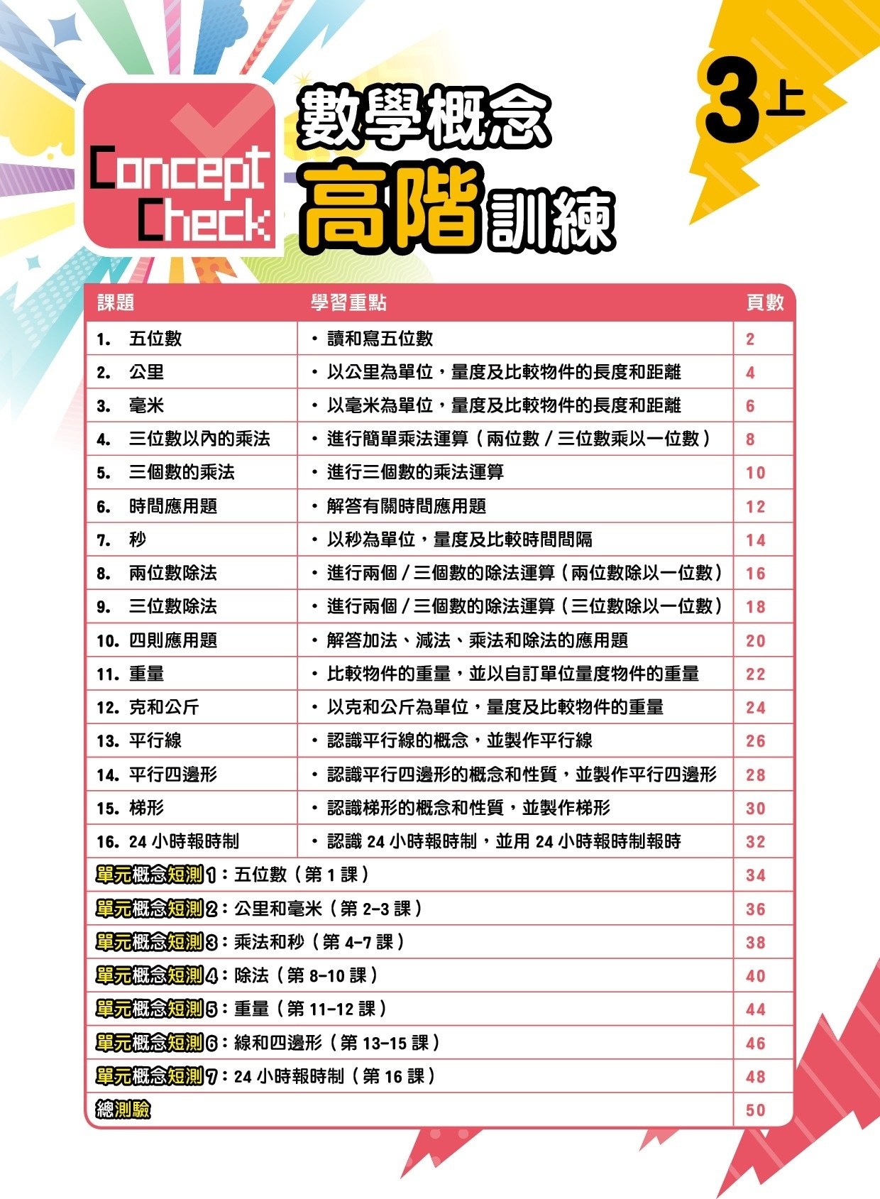 【$99/2本】Concept Check 數學概念高階訓練 (新課程版) 3上