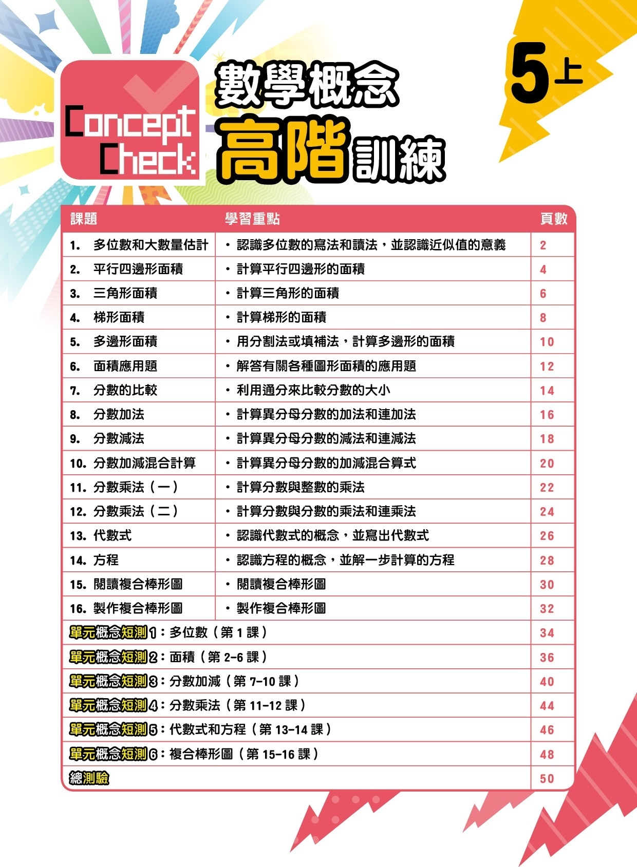 【$99/2本】Concept Check 數學概念高階訓練 (新課程版) 5上