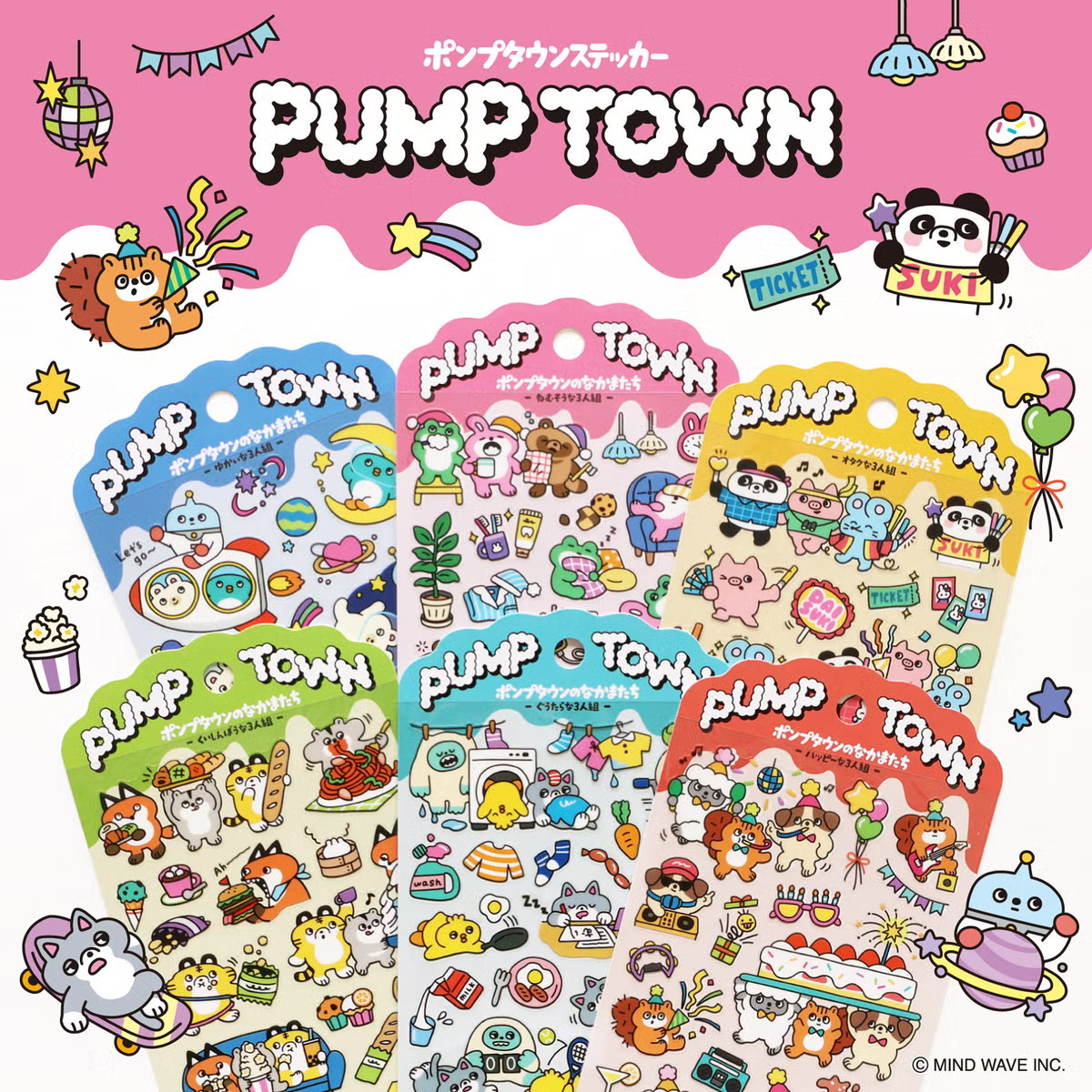透明貼紙｜PUMP TOWN 快樂三人組｜MINDWAVE 日本
