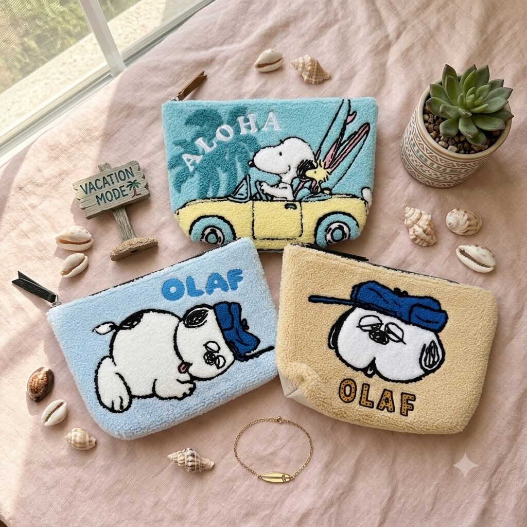 【最新發售】JP Snoopy 毛巾刺繡拉鏈袋 4571 TK260731