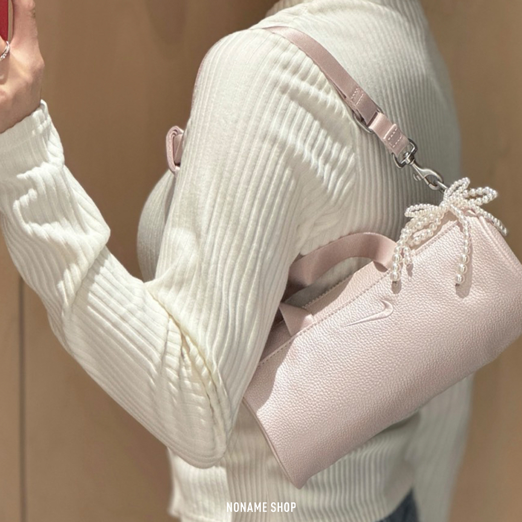 NIKE CLASH MINI BARREL BAG 可拆卸 肩背 皮革 圓筒 手提包 珍珠粉