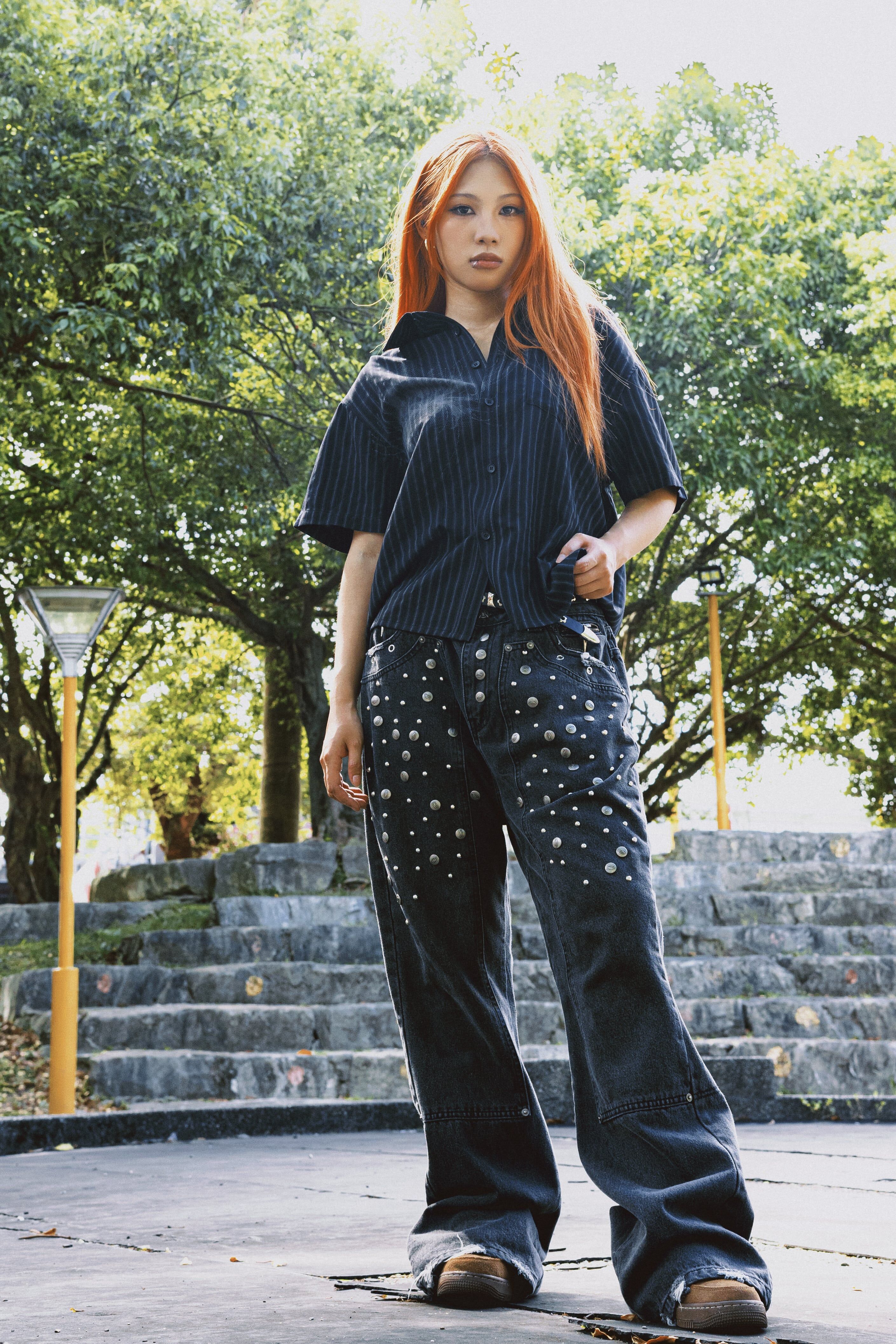 【車庫服飾】nul1.org (nu-P65) Studded Jeans D35
