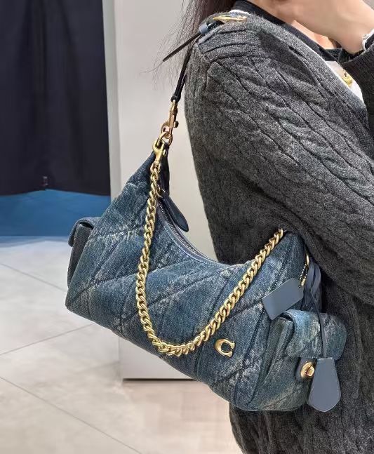 【預購】COACH H080105 鏈條單肩包 (深藍色)