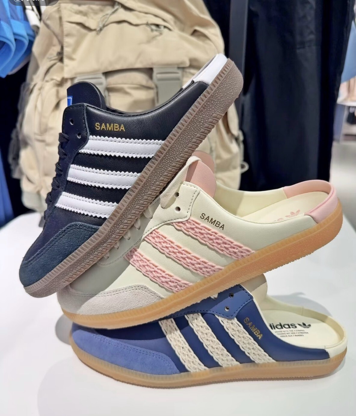 【Luxury】Adidas愛迪達 三葉草2026 秋季新品 T頭鞋 SAMBA 森巴 休閒 半拖鞋 穆勒鞋 MULE 鬆弛感拖鞋 草莓牛奶 櫻花粉 深藍 牛仔藍 HP5052 HP5053