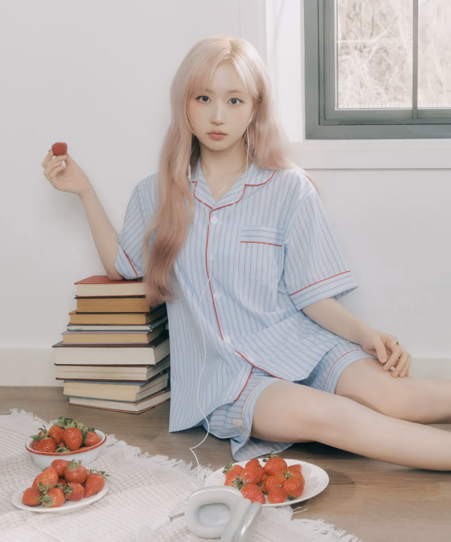 #預購 🇰🇷韓國 DOSSY SILK FIT CHLOE 吳海嫄同款 天空藍紅 短袖情侶睡衣套裝 D01