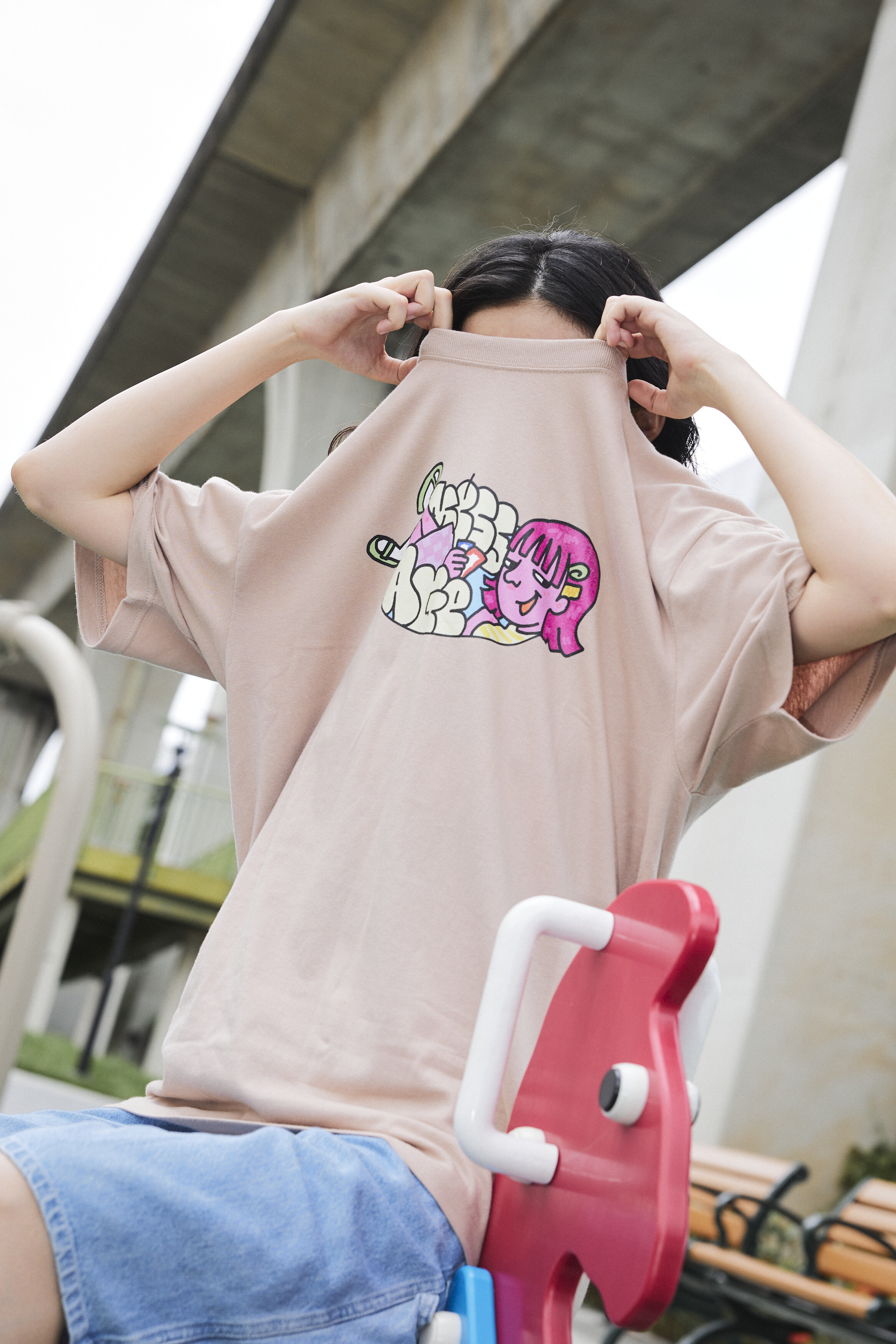 Mess-age "Go Out"  Tee- smoky pink