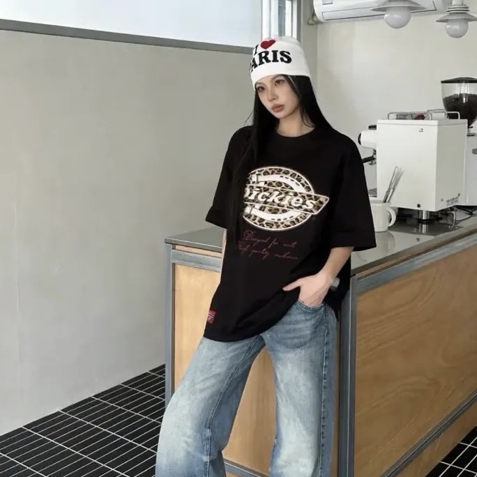 DICKIES 刺繡豹紋 短袖 胸前LOGO 字母 厚磅 復古 男女款