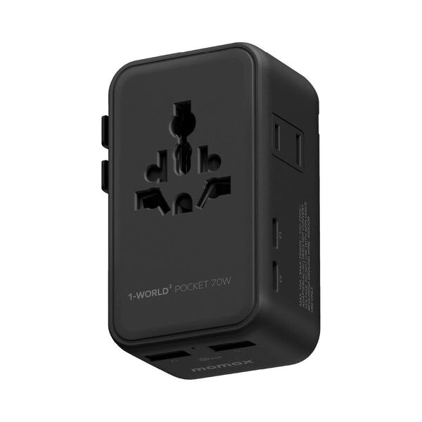 Momax 1‑World² Pocket UA36A｜70W 四接口＋雙 AC｜全球旅行插座｜PD 快充＋多國轉換