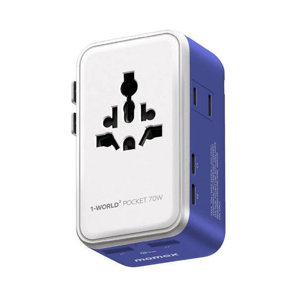 Momax 1‑World² Pocket UA36A｜70W 四接口＋雙 AC｜全球旅行插座｜PD 快充＋多國轉換