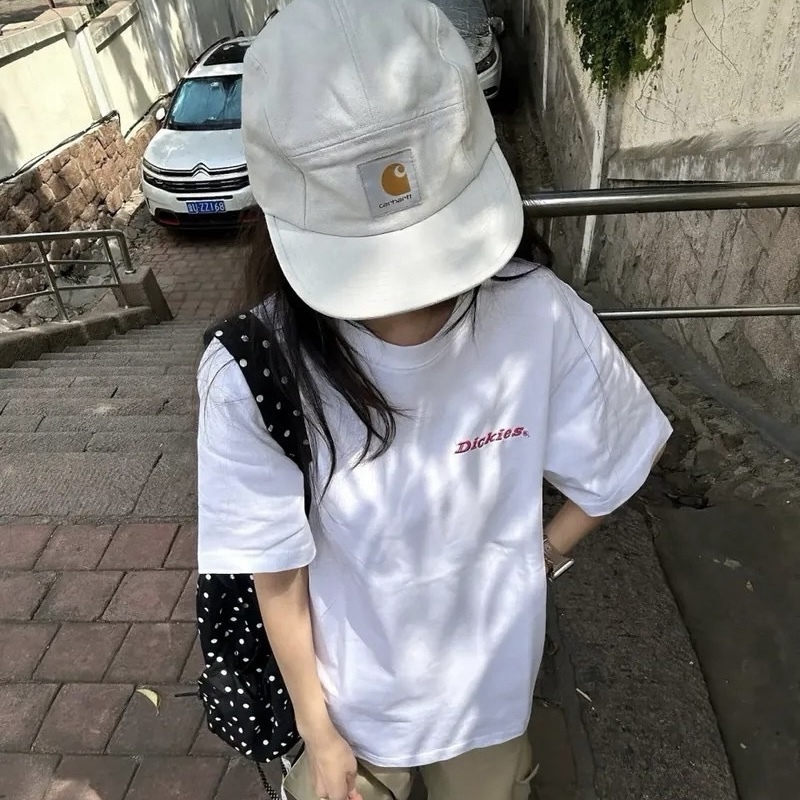 DICKIES 格紋拼接 短袖 背後大圖 復古 厚磅 男女同款 情侶衣