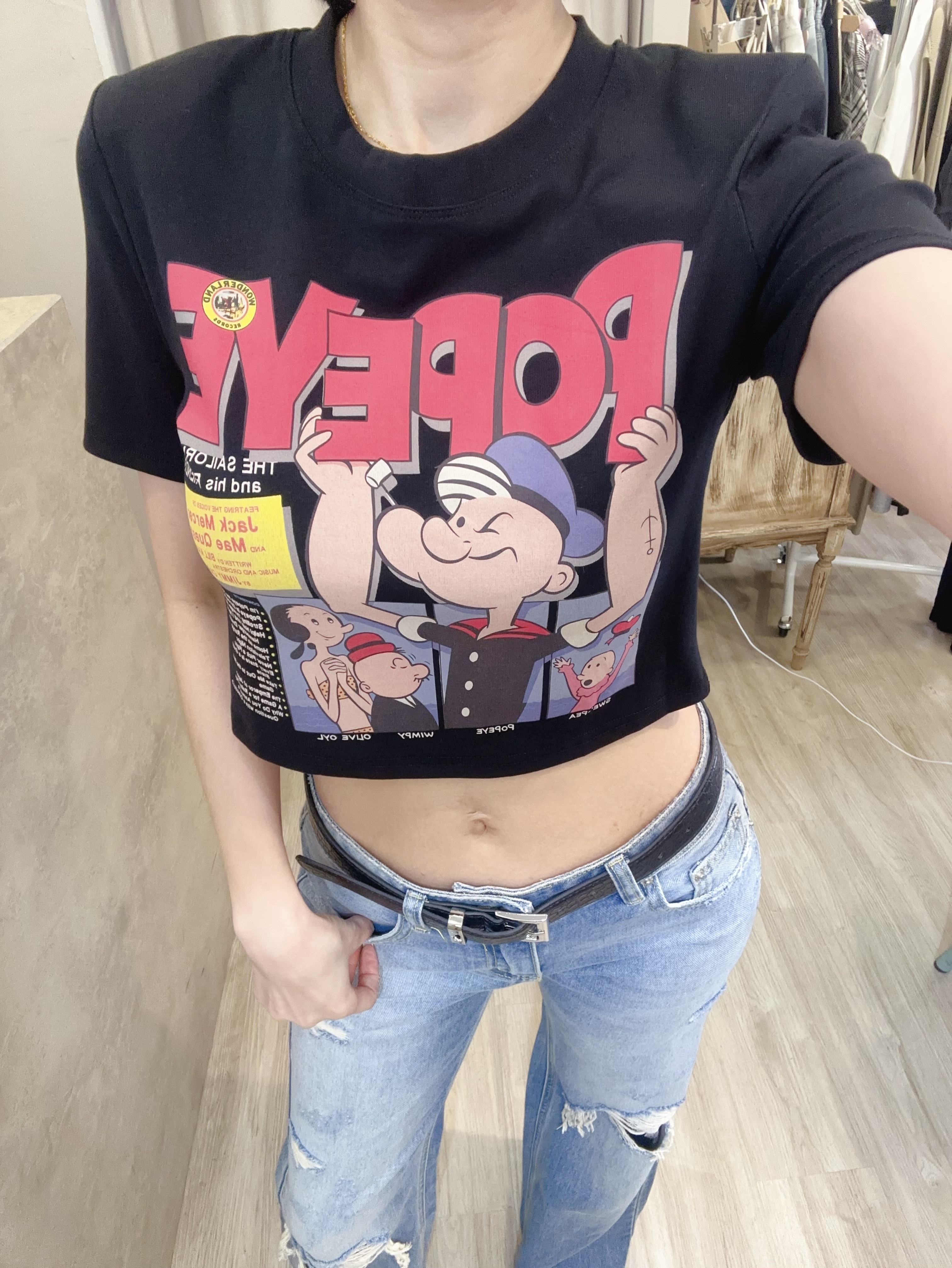 美式卡通普派短ＴＥＥ 黑白